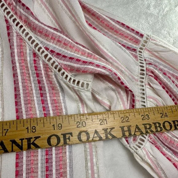 Allison New York Womens Striped Long Bell Sleeve Boho Top Tassels Crochet Artzy - Picture 10 of 16